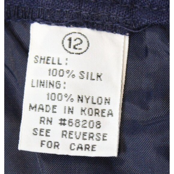 VTG 90s SBS Collection Navy Blue Silk Skirt Suit sz 12 Women Work Shoulder Pads - Picture 10 of 13